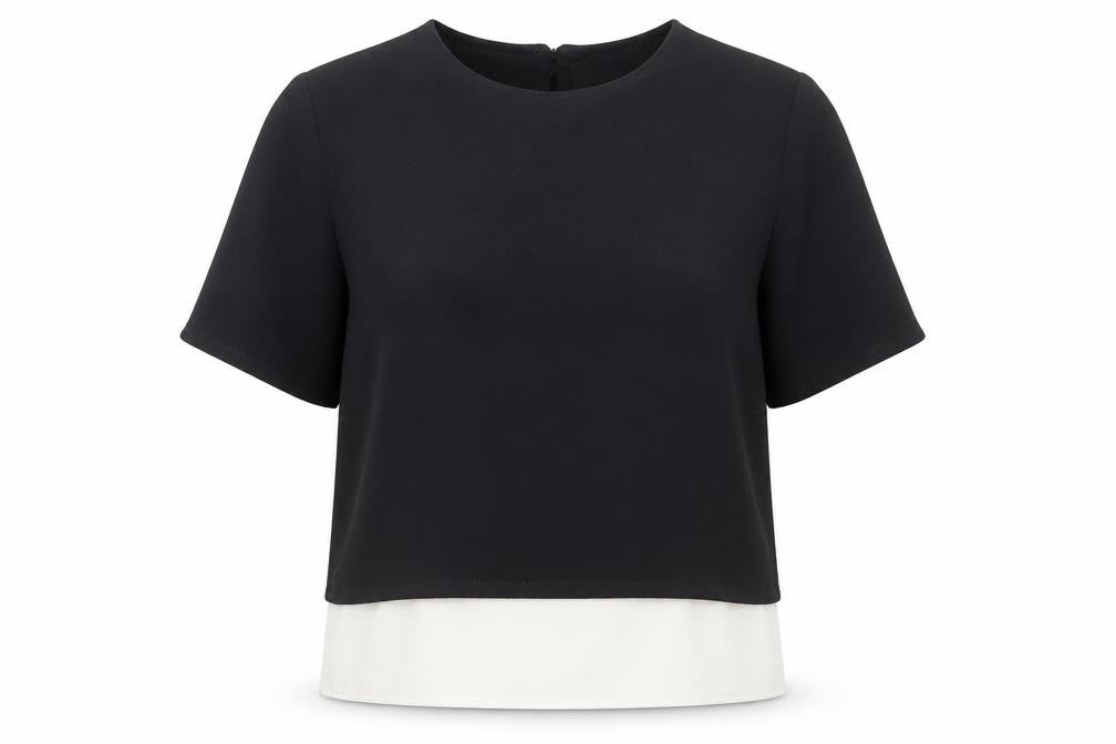 Ad Lib Womens Black Polyester Basic T-Shirt Size 14 Round Neck