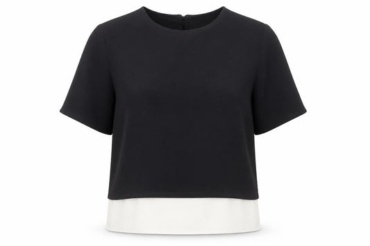 Ad Lib Womens Black Polyester Basic T-Shirt Size 14 Round Neck
