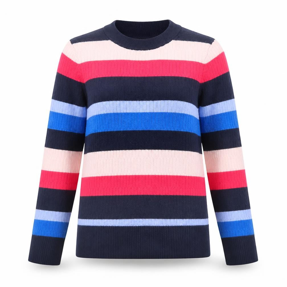 Marks & Spencer Womens Multicoloured Round Neck Striped Viscose Pullover Jumper Size 10