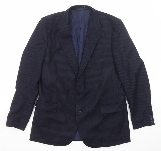 John Collier Mens Blue Striped Wool Jacket Suit Jacket Size 44 Regular