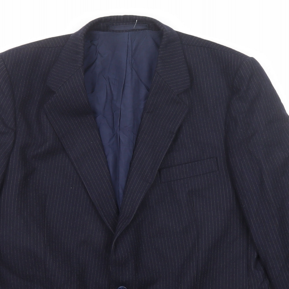 John Collier Mens Blue Striped Wool Jacket Suit Jacket Size 44 Regular