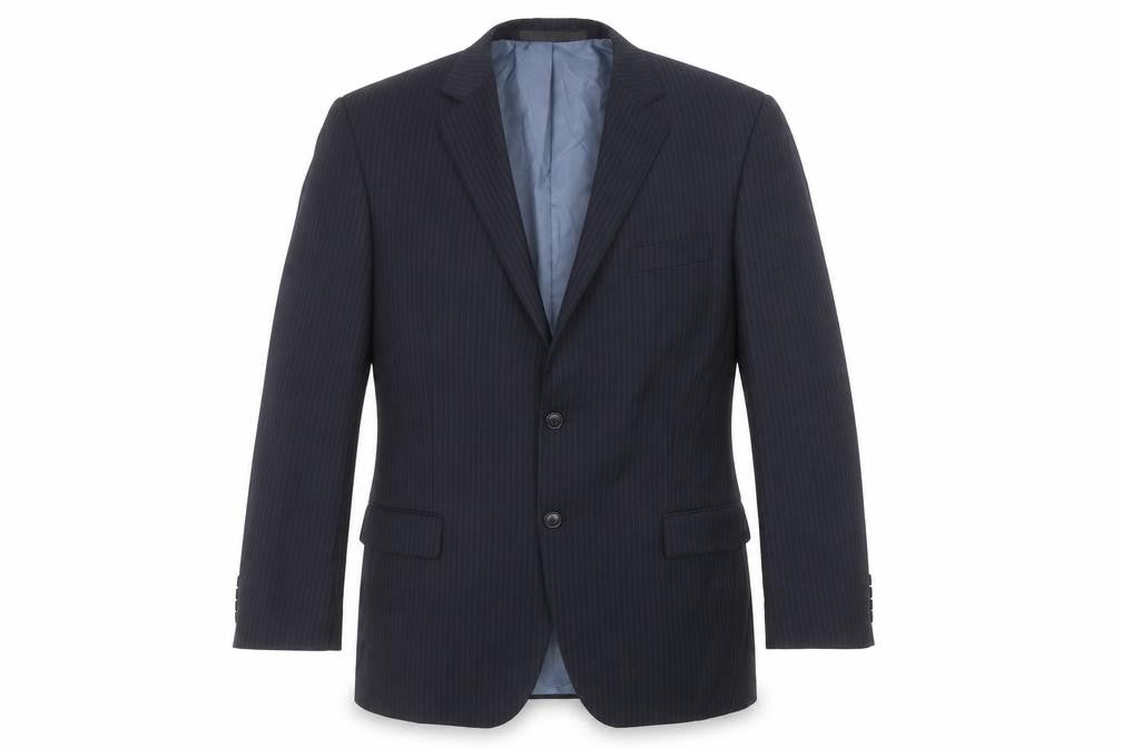 Marks & Spencer Mens Blue Striped Polyester Jacket Suit Jacket Size 44 Regular