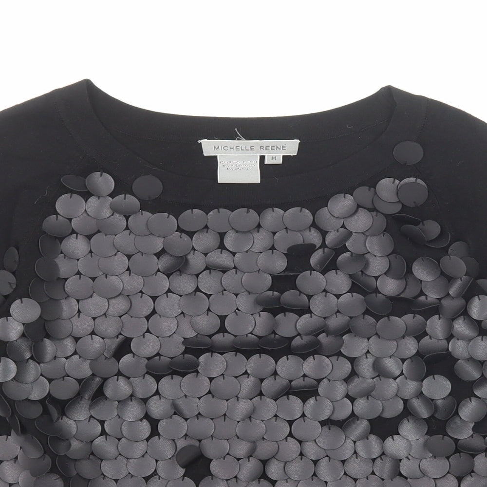 Michelle Reene Womens Black Round Neck Viscose Pullover Jumper Size M