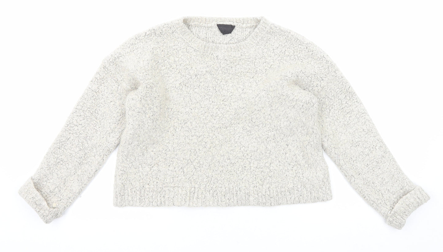 Topshop Womens Grey Round Neck Acrylic Pullover Jumper Size 10