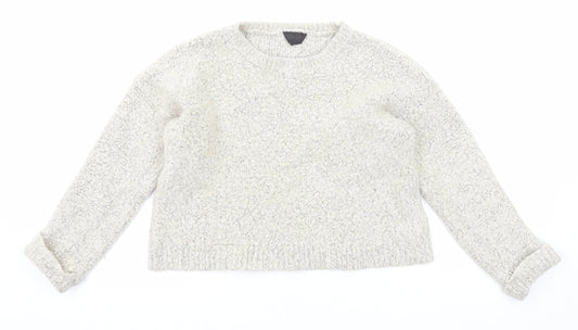 Topshop Womens Grey Round Neck Acrylic Pullover Jumper Size 10