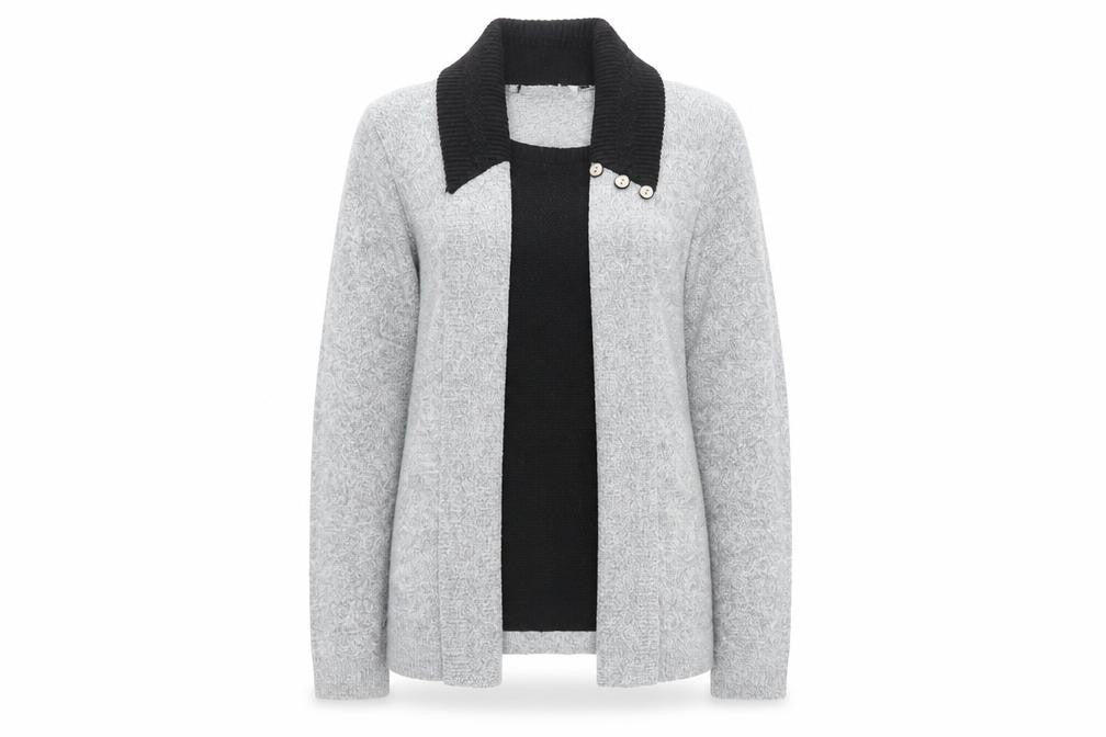 Envy Womens Grey V-Neck Acrylic Pullover Jumper Size S - Twin Set