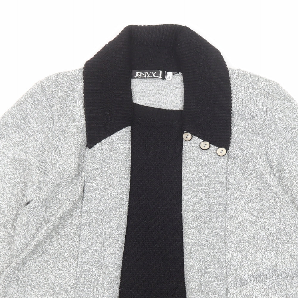 Envy Womens Grey V-Neck Acrylic Pullover Jumper Size S - Twin Set