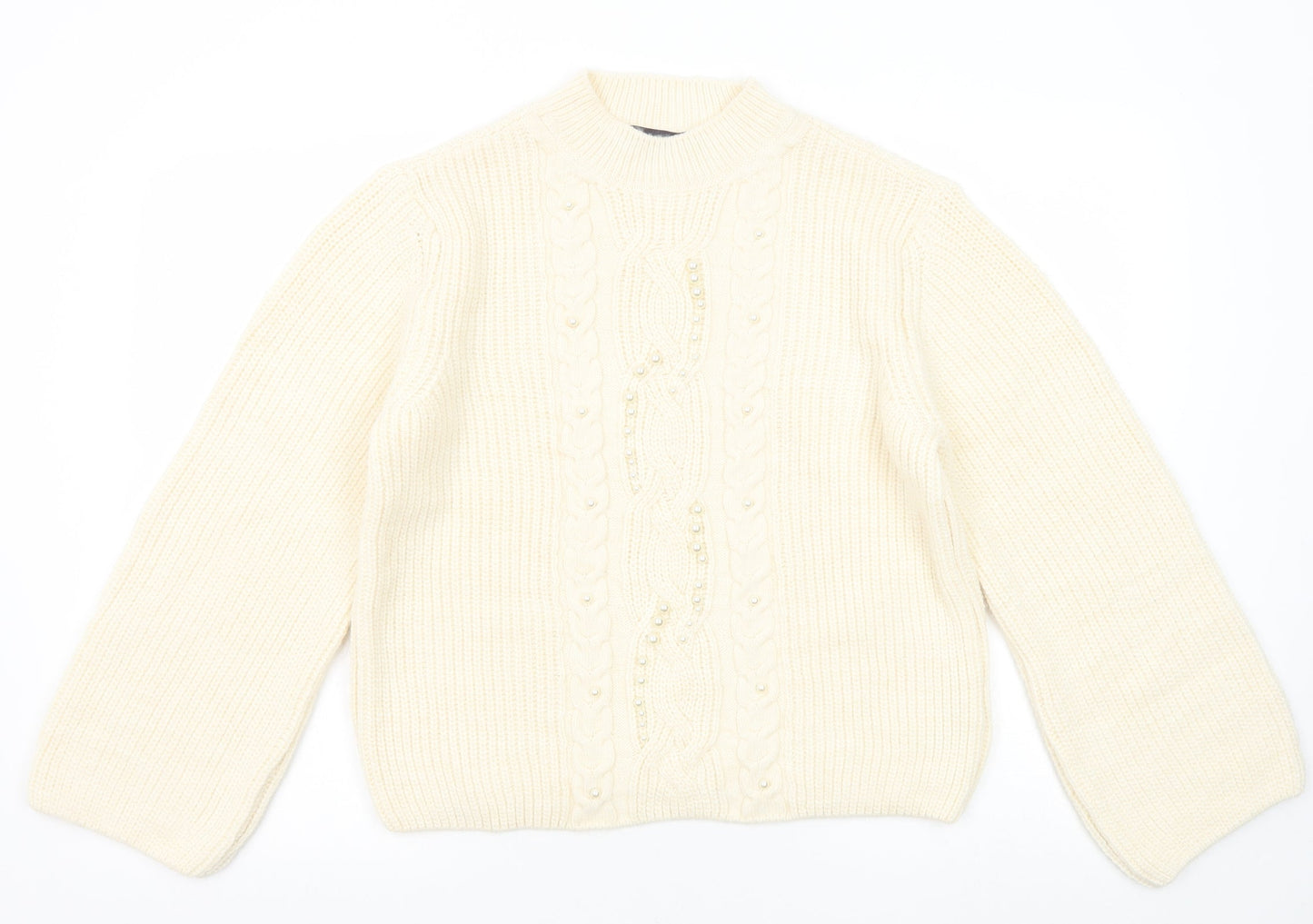 Marks and Spencer Womens White Round Neck Acrylic Pullover Jumper Size M