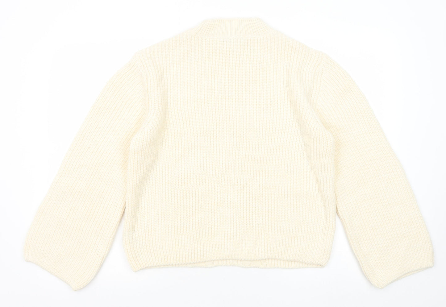 Marks and Spencer Womens White Round Neck Acrylic Pullover Jumper Size M