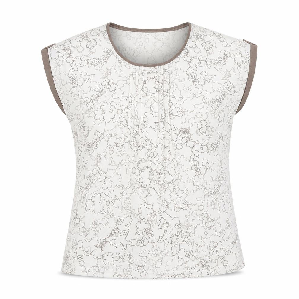 Bonmarché Womens White Geometric Polyester Basic T-Shirt Size 14 Round Neck
