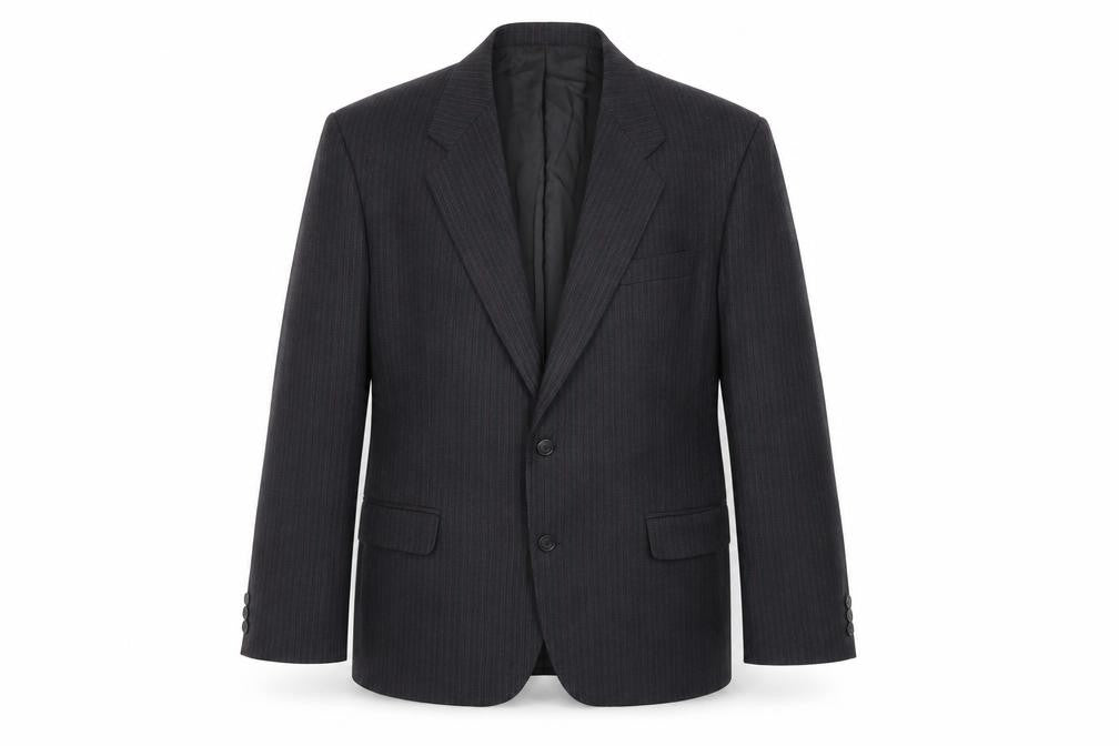 The Label Mens Grey Striped Wool Jacket Suit Jacket Size 44 Regular