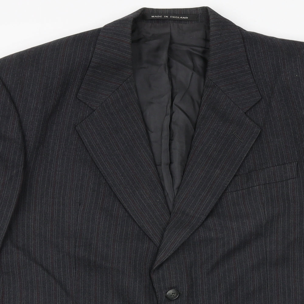 The Label Mens Grey Striped Wool Jacket Suit Jacket Size 44 Regular