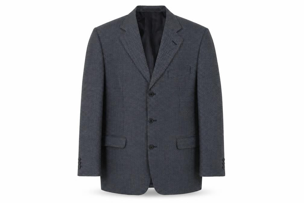 Marks & Spencer Mens Blue Geometric Wool Jacket Suit Jacket Size 42 Regular