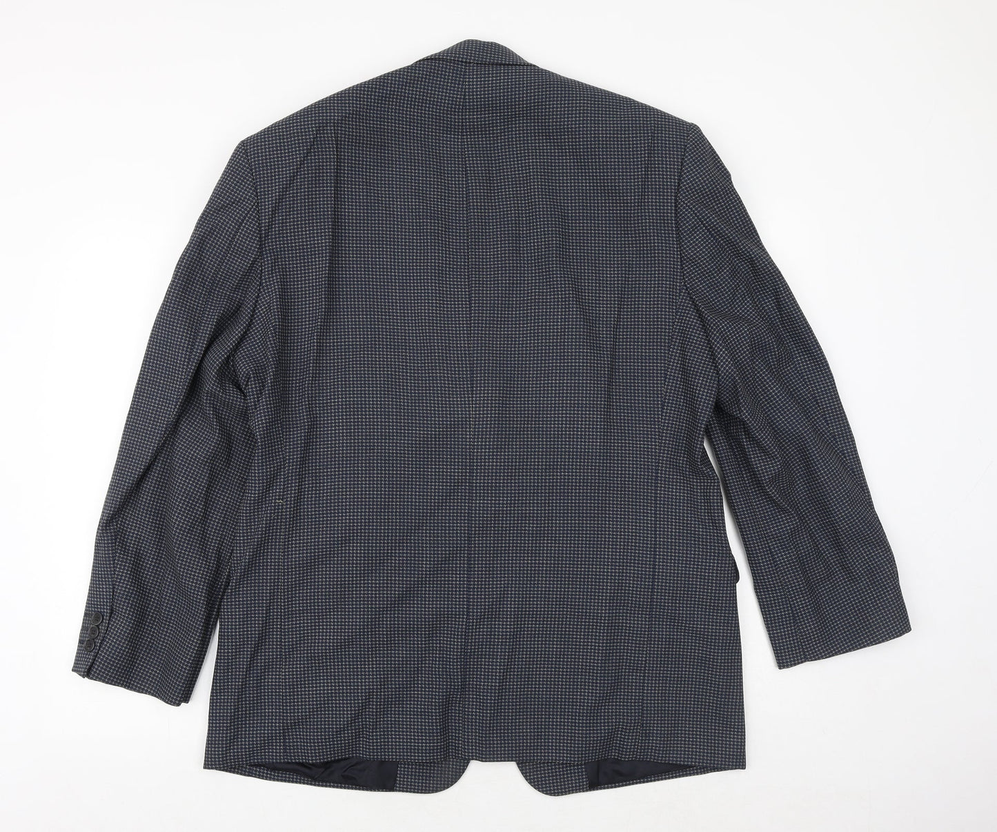 Marks and Spencer Mens Blue Geometric Wool Jacket Suit Jacket Size 42 Regular
