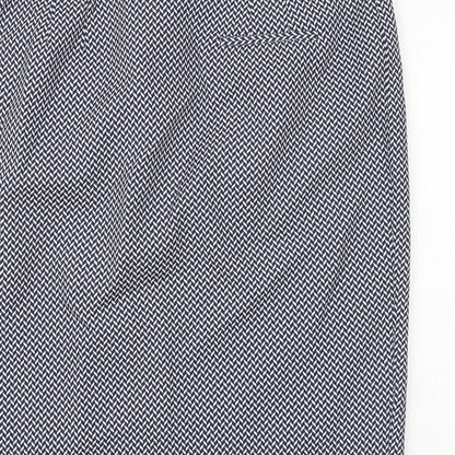 Next Womens Blue Geometric Polyester A-Line Skirt Size 14 Zip