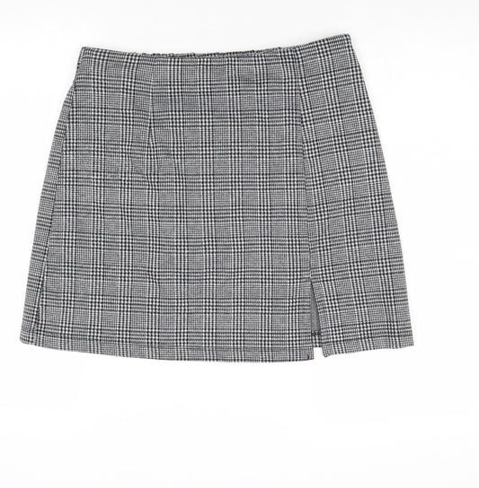 Anko Womens Black Plaid Polyester A-Line Skirt Size 12