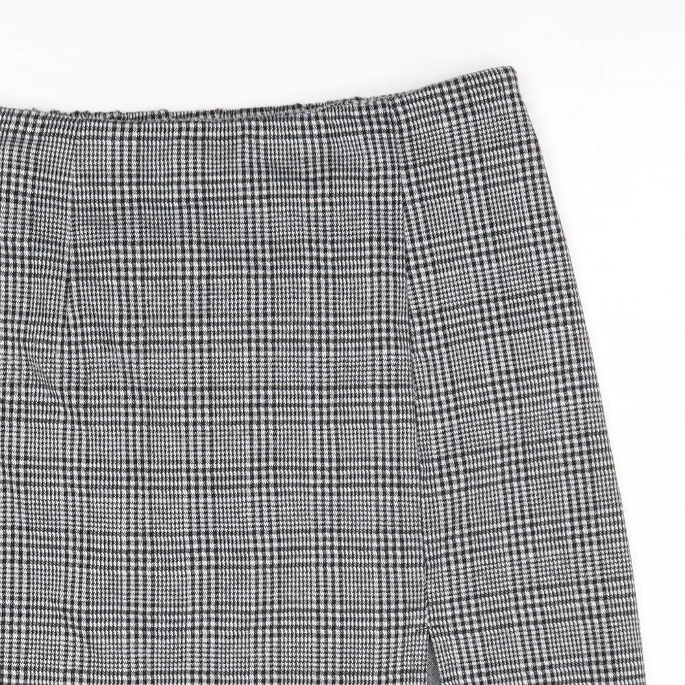 Anko Womens Black Plaid Polyester A-Line Skirt Size 12