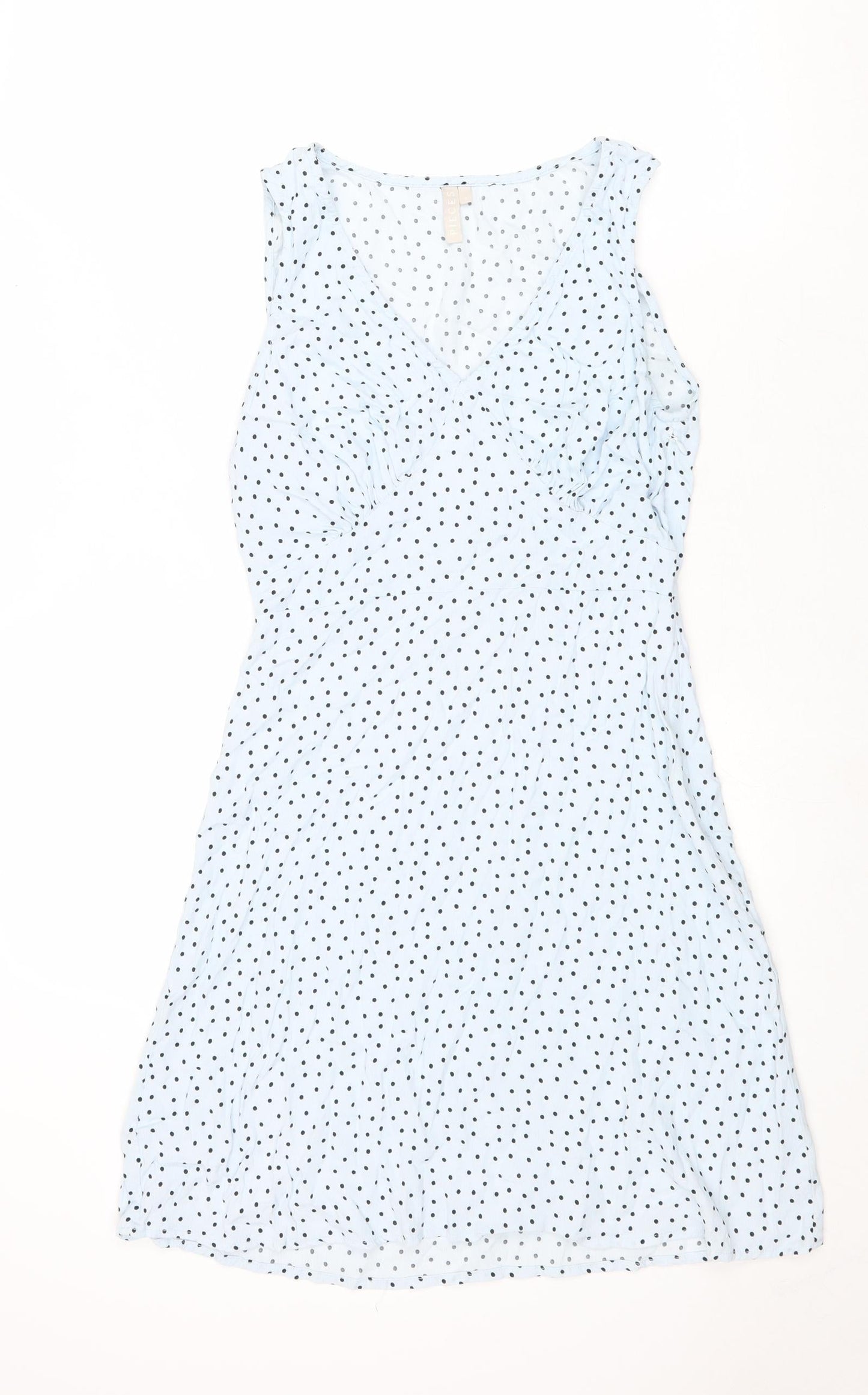Precis Womens Blue Polka Dot Viscose Tank Dress Size S V-Neck Zip