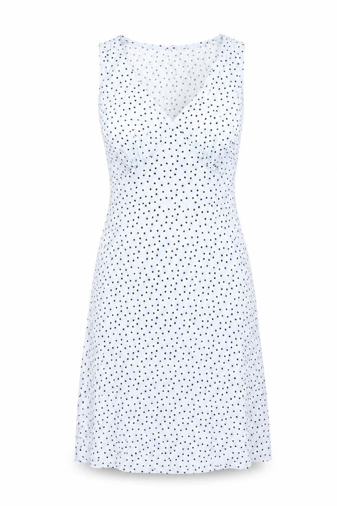 Precis Womens Blue Polka Dot Viscose Tank Dress Size S V-Neck Zip