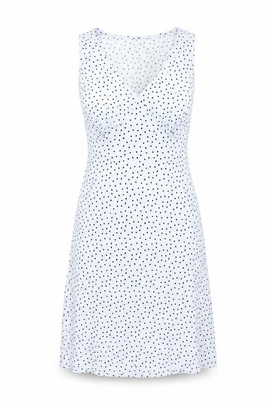 Precis Womens Blue Polka Dot Viscose Tank Dress Size S V-Neck Zip
