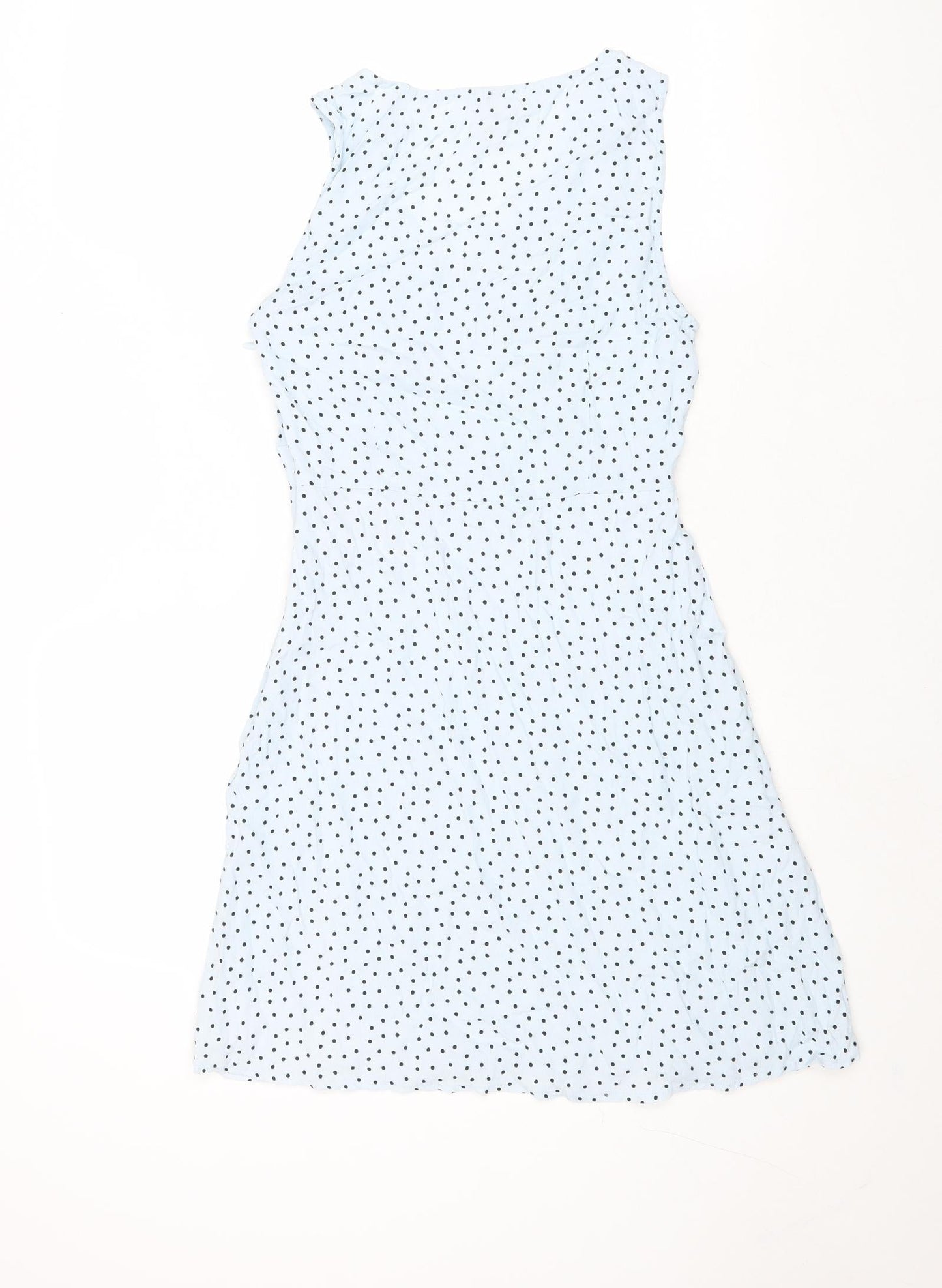 Precis Womens Blue Polka Dot Viscose Tank Dress Size S V-Neck Zip