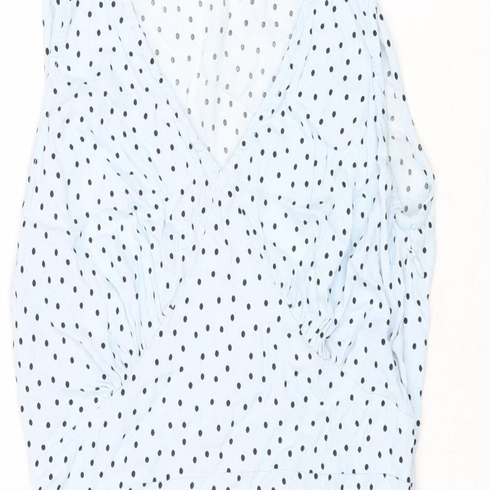 Precis Womens Blue Polka Dot Viscose Tank Dress Size S V-Neck Zip