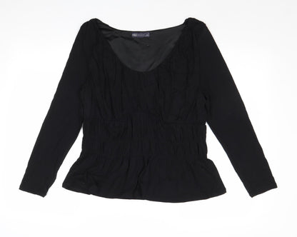 Marks & Spencer Womens Black Viscose Basic Blouse Size 14 Round Neck