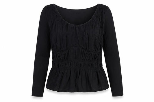 Marks and Spencer Womens Black Viscose Basic Blouse Size 14 Round Neck