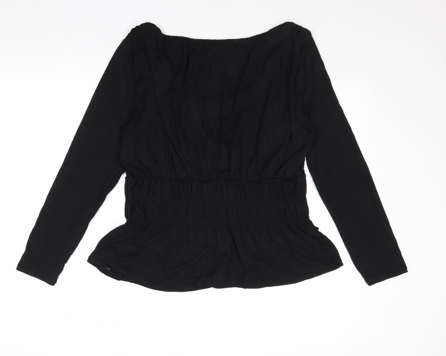 Marks and Spencer Womens Black Viscose Basic Blouse Size 14 Round Neck