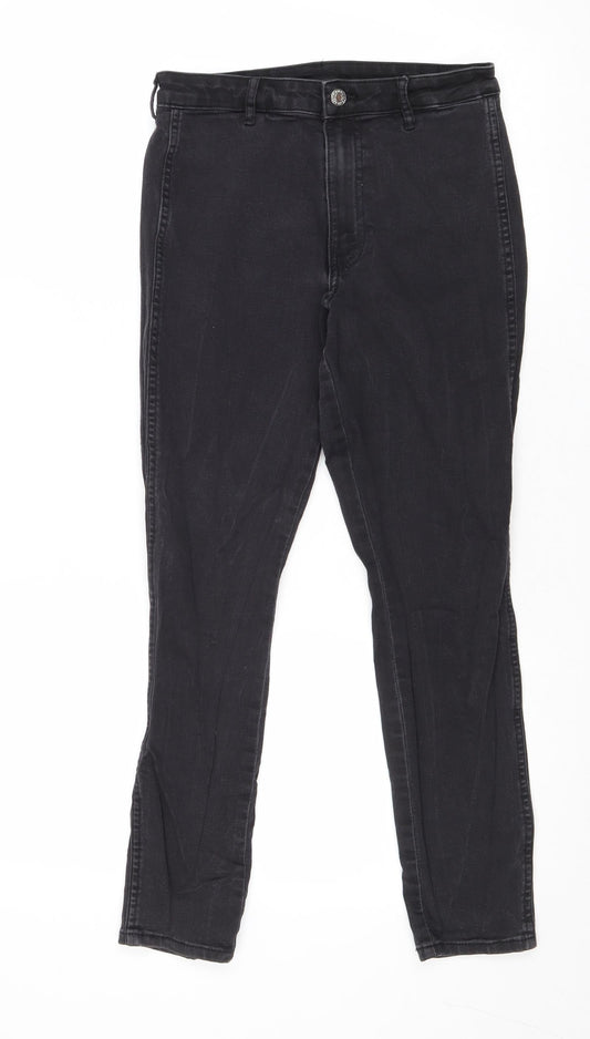 H&M Womens Grey Cotton Skinny Jeans Size 10 Regular Zip