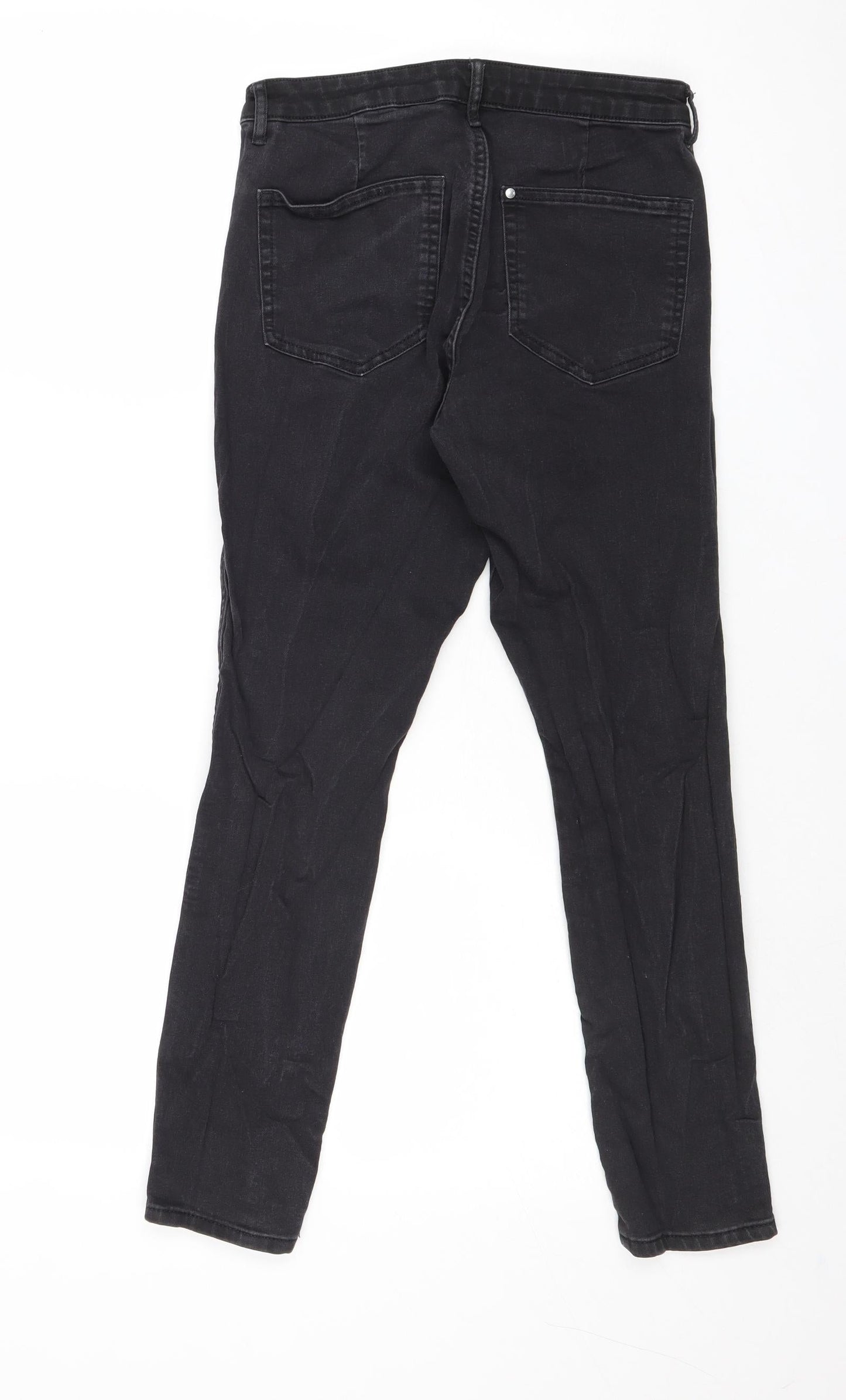 H&M Womens Grey Cotton Skinny Jeans Size 10 Regular Zip
