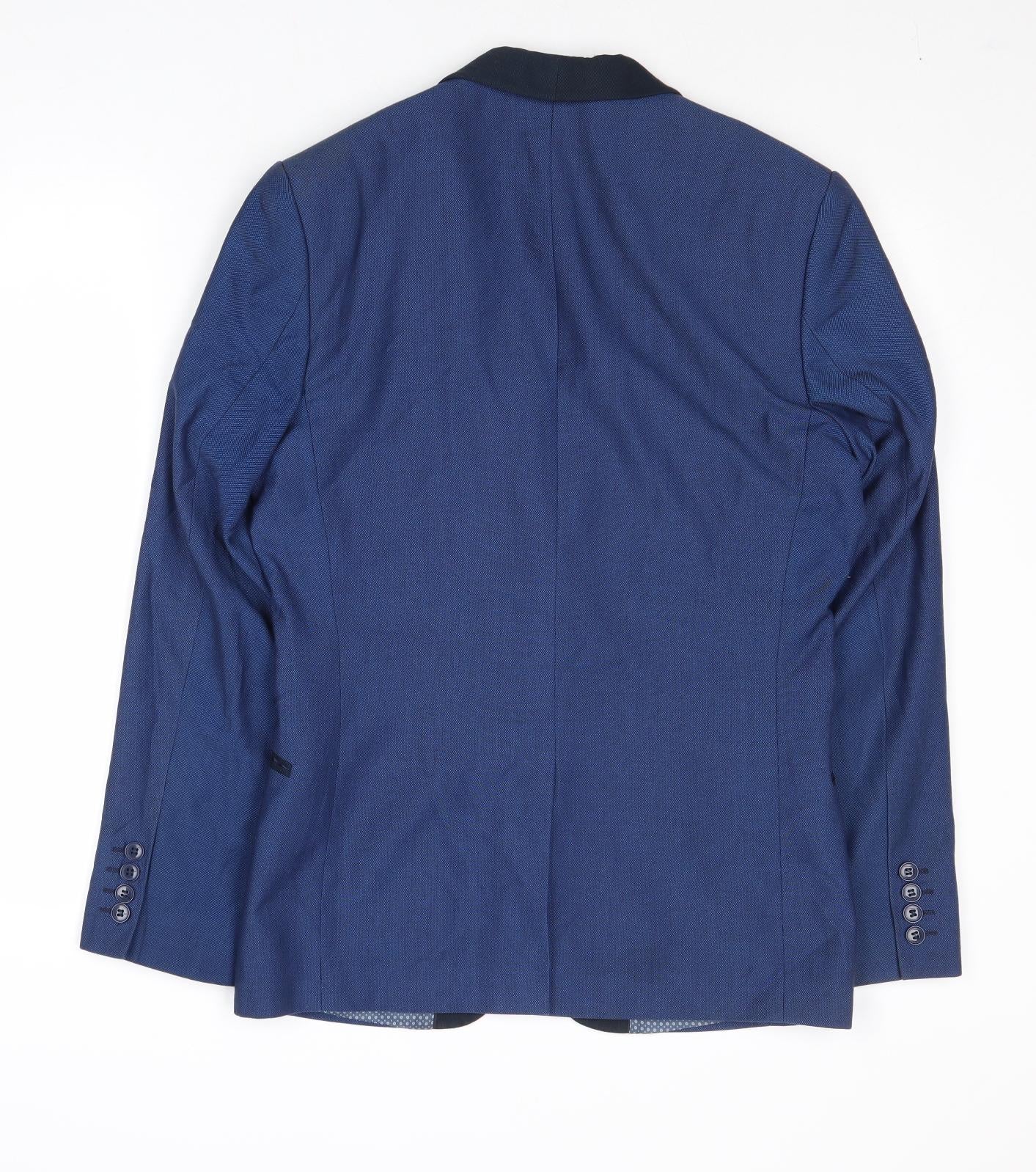 Limehaus Mens Blue Polyester Jacket Suit Jacket Size 36 Regular