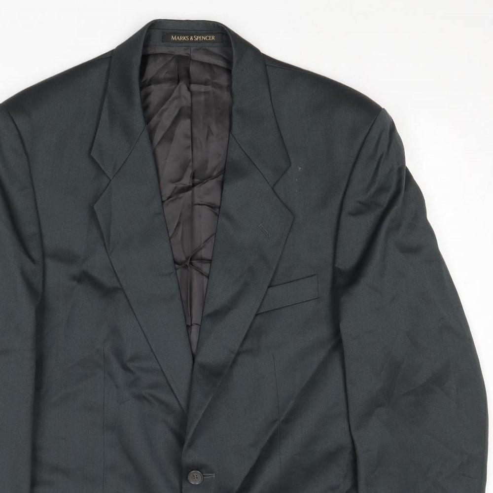 Marks and Mens Grey Polyester Jacket Suit Jacket Size 42 Regular
