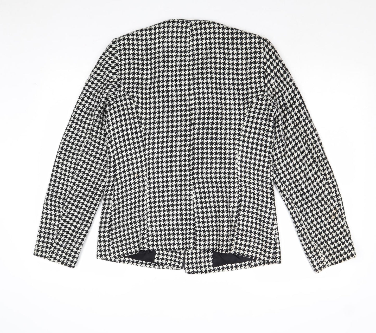 C.M.D Womens Black Geometric Jacket Blazer Size 12 Button