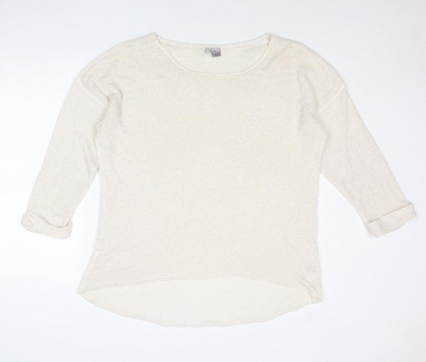 Divided by H&M Womens Ivory Round Neck Acrylic Pullover Jumper Size M