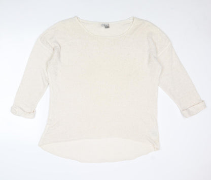Divided by H&M Womens Ivory Round Neck Acrylic Pullover Jumper Size M