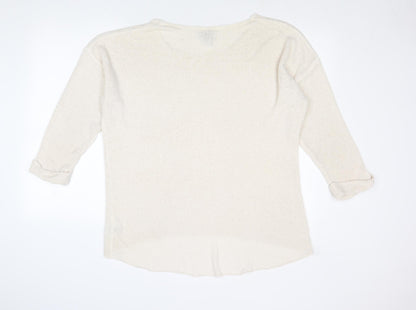Divided by H&M Womens Ivory Round Neck Acrylic Pullover Jumper Size M