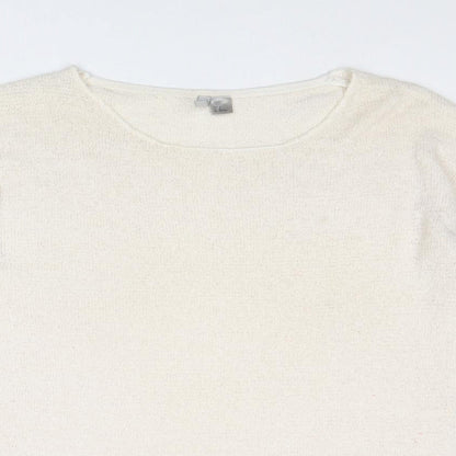 Divided by H&M Womens Ivory Round Neck Acrylic Pullover Jumper Size M