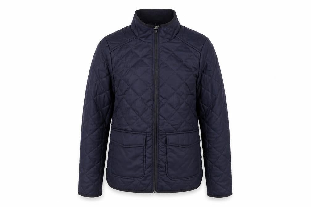 H&M Womens Blue Quilted Jacket Size 8 Zip