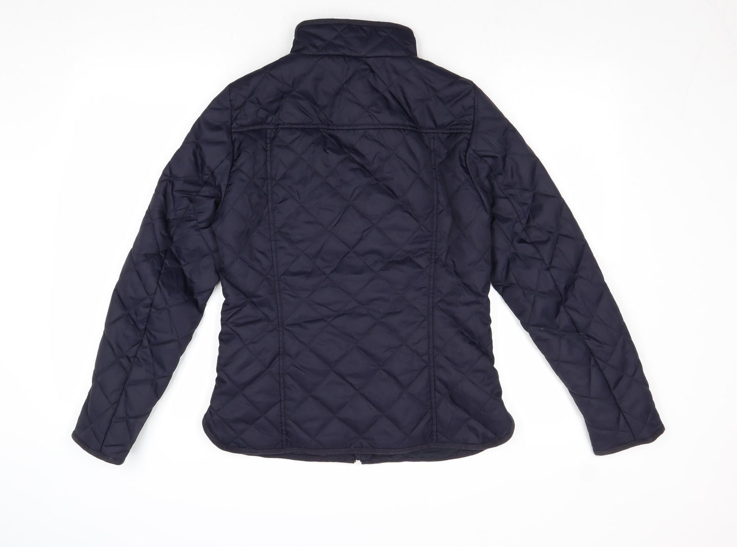 H&M Womens Blue Quilted Jacket Size 8 Zip