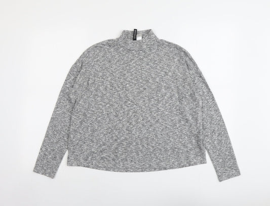 H&M Womens Grey High Neck Polyester Pullover Jumper Size S