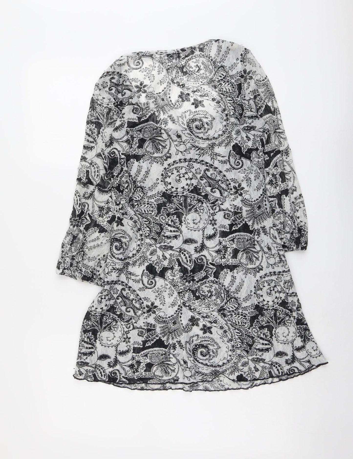 Per Una Womens Grey Paisley Polyester Tunic Blouse Size 12 Scoop Neck