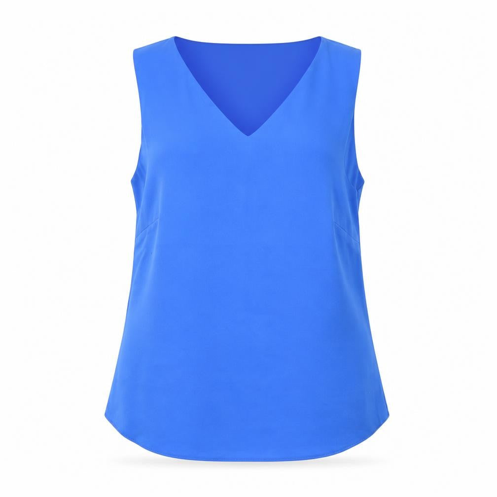 Dunnes Stores Womens Blue Polyester Basic Tank Size 10 V-Neck
