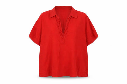 Zara Womens Red Viscose Basic Blouse Size M Collared