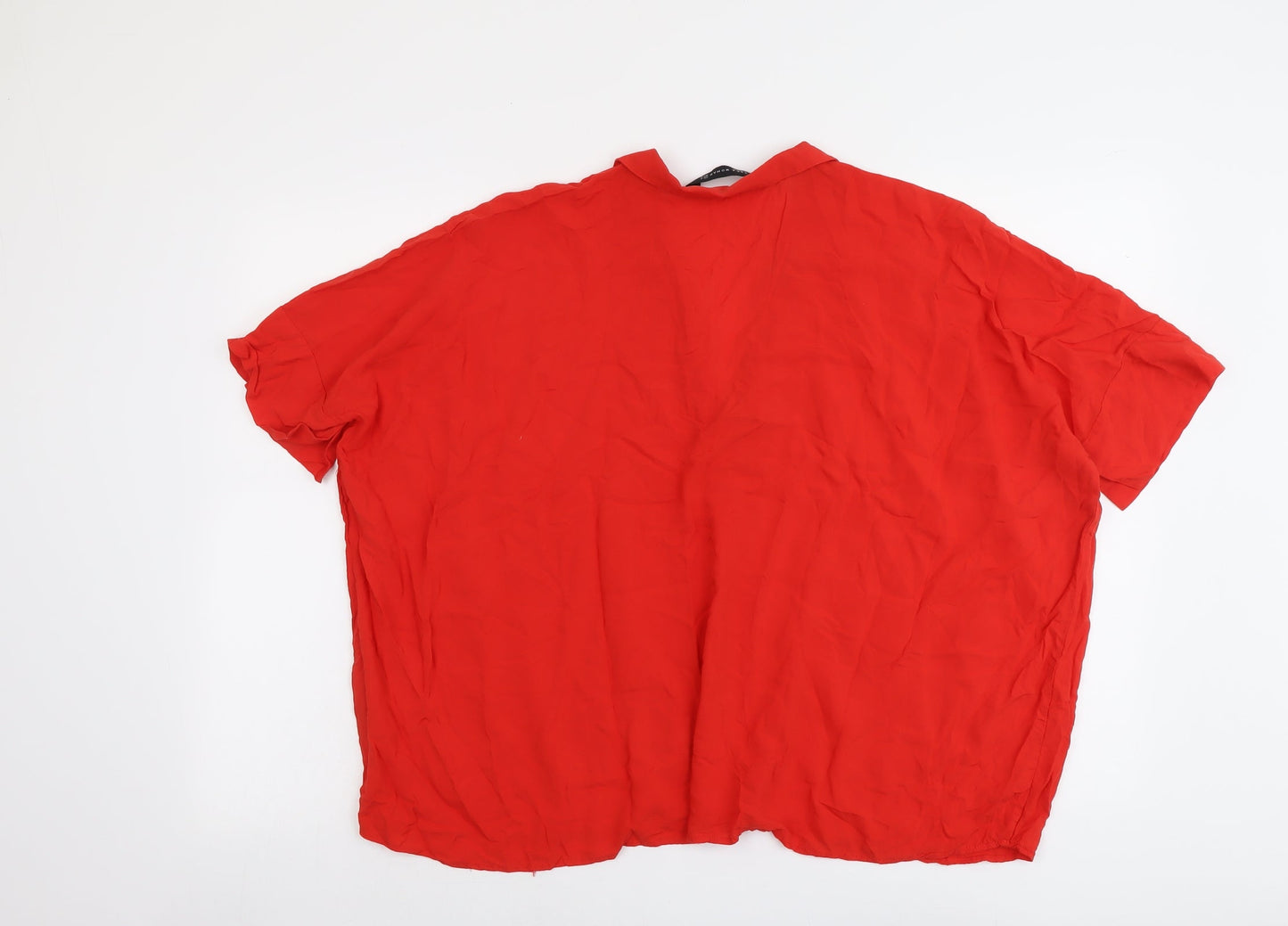Zara Womens Red Viscose Basic Blouse Size M Collared