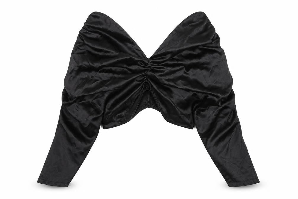 PRETTYLITTLETHING Womens Black Polyester Cropped Blouse Size 6 V-Neck