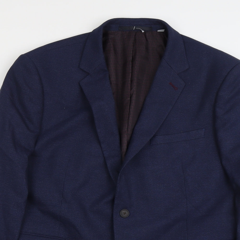 Burton Mens Blue Polyester Jacket Suit Jacket Size 44 Regular