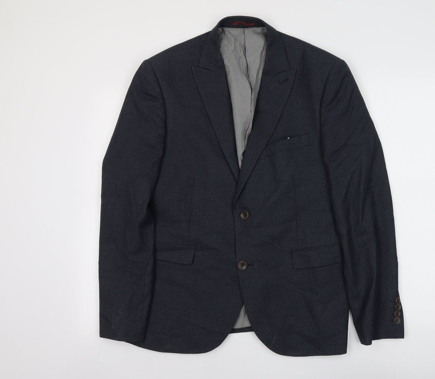 NEXT Mens Blue Geometric Polyester Jacket Suit Jacket Size S Regular