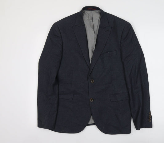 NEXT Mens Blue Geometric Polyester Jacket Suit Jacket Size S Regular