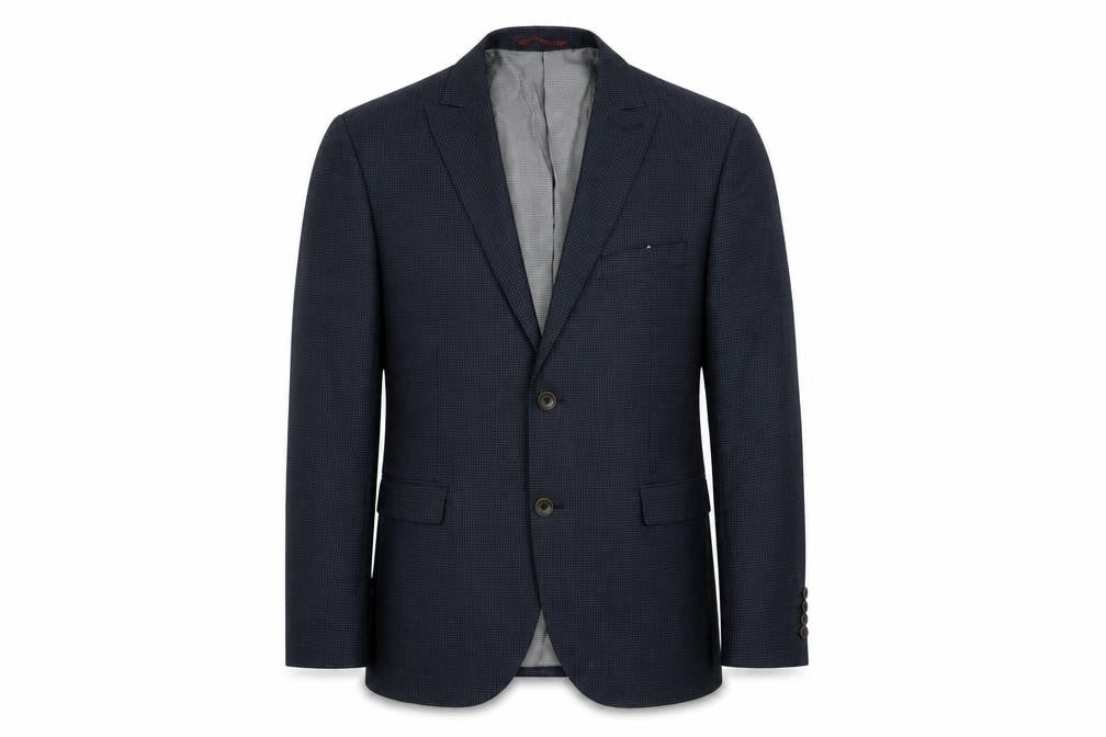 NEXT Mens Blue Geometric Polyester Jacket Suit Jacket Size S Regular